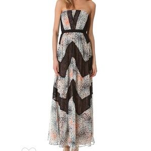 BCBGMaxAzria Black and White Strapless Gown for Prom